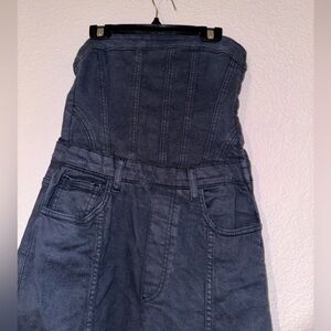 Zara strapless dark wash denim jumpsuit XS